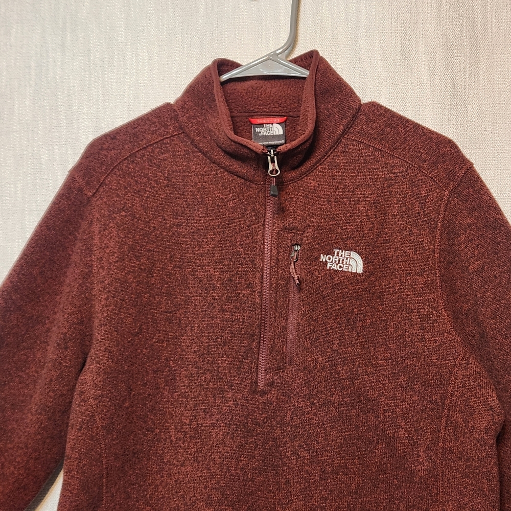 North Face Quarter Zip Fleece Pullover Sweater Sumac Mens Large